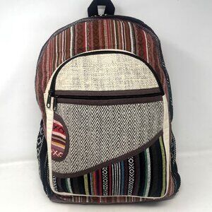 Unisex Himalayan Pure Hemp Large Multi Pocket Backpack with Laptop sleeve
